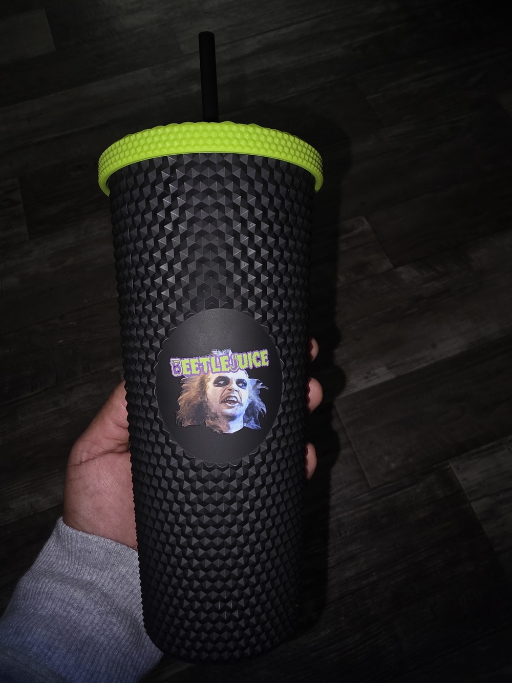 Beetlejuice Neon Green & Black Studded Travel Cup & Mini Plush